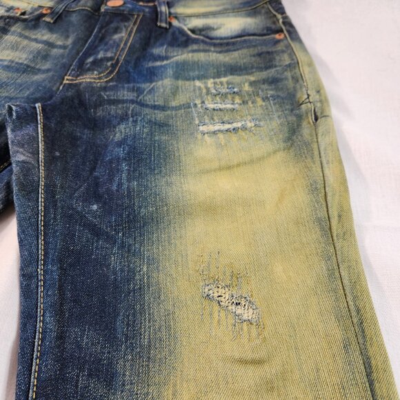 Aeropostale Slim Straight Leg Distressed Jeans Size 30 x 30 Blue 5-Pocket Mens - Picture 8 of 14